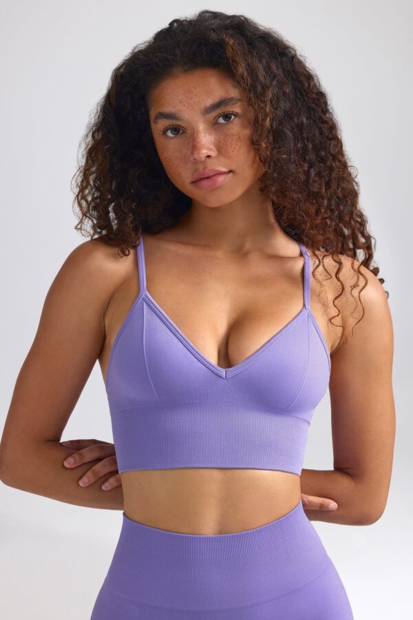 Define Luxe V-Neck Sports Bra in Purple - Image 6