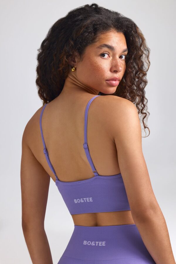 Define Luxe V-Neck Sports Bra in Purple - Image 3