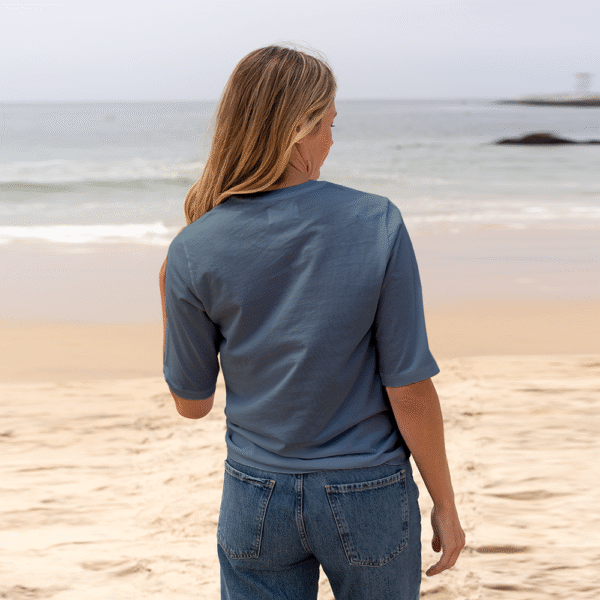 Womens Elbow Sleeve Crew Neck - Dusk Blue - Image 2