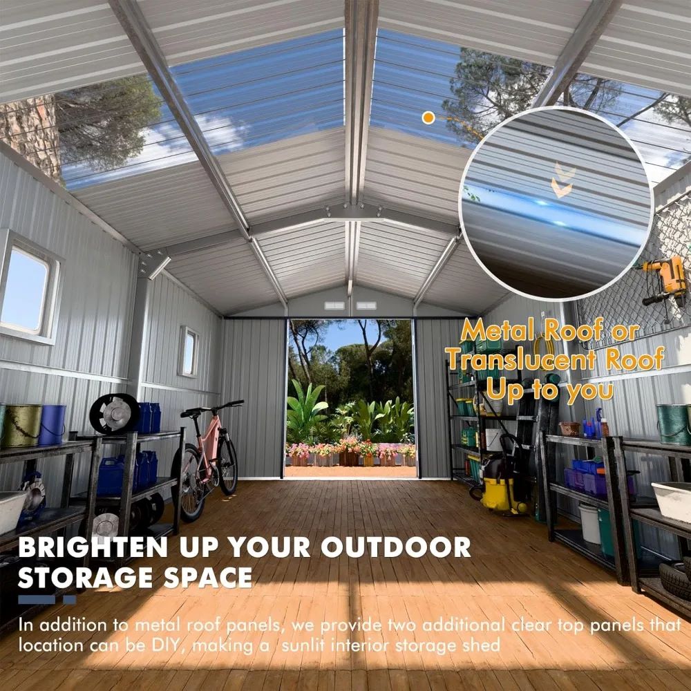 10x12x7 FT Outdoor Storage Shed - Natural Lighting Tool Shed-1