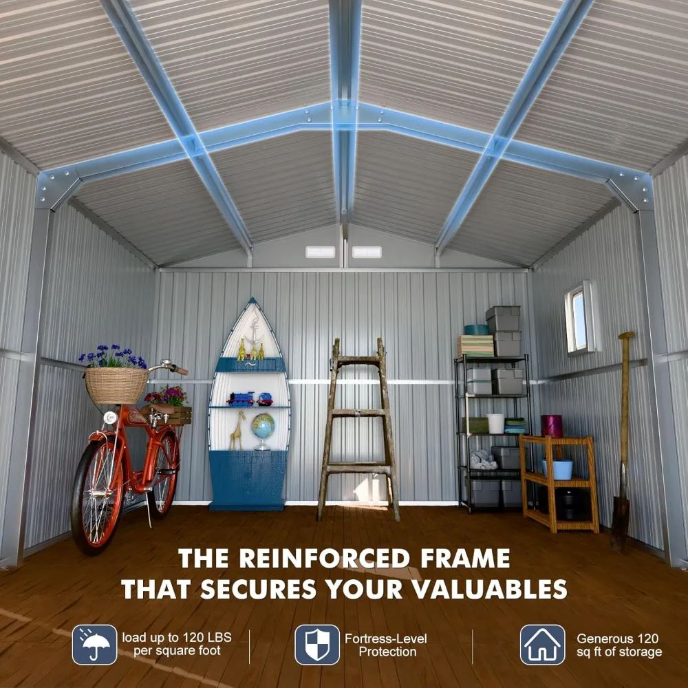 10x12x7 FT Outdoor Storage Shed - Natural Lighting Tool Shed-3