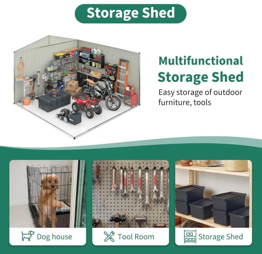 12x14 FT Metal Outdoor Storage Shed 5