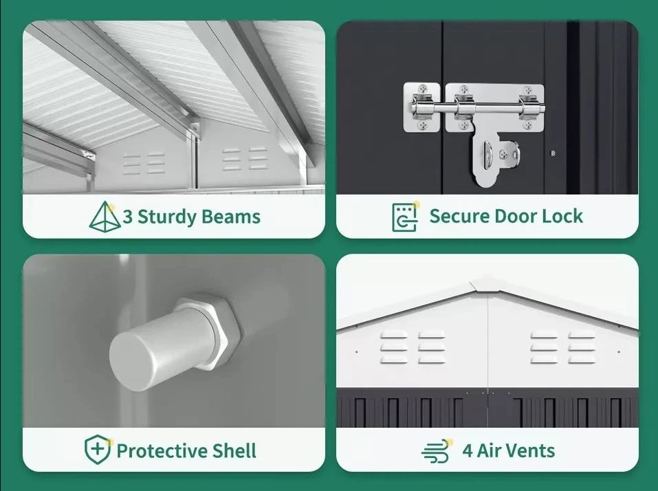 12x14 FT Metal Outdoor Storage Shed 6