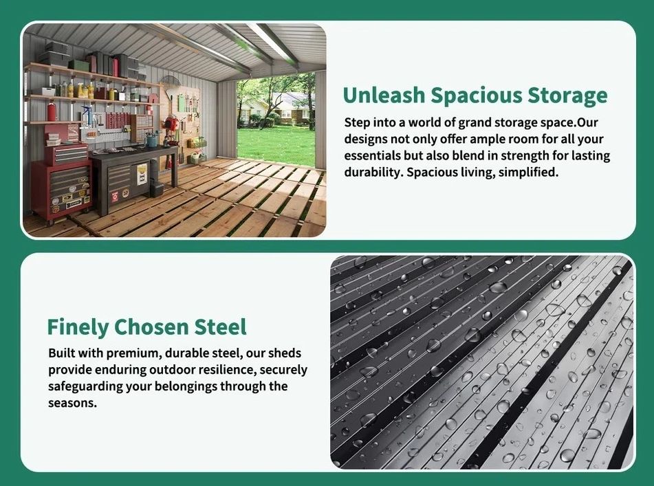 12x14 FT Metal Outdoor Storage Shed 8