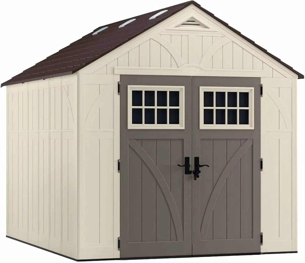 Spacious 8x10 Ft Heavy-Duty Resin Storage Shed with Reinforced Floor, Skylights & Lockable Doors