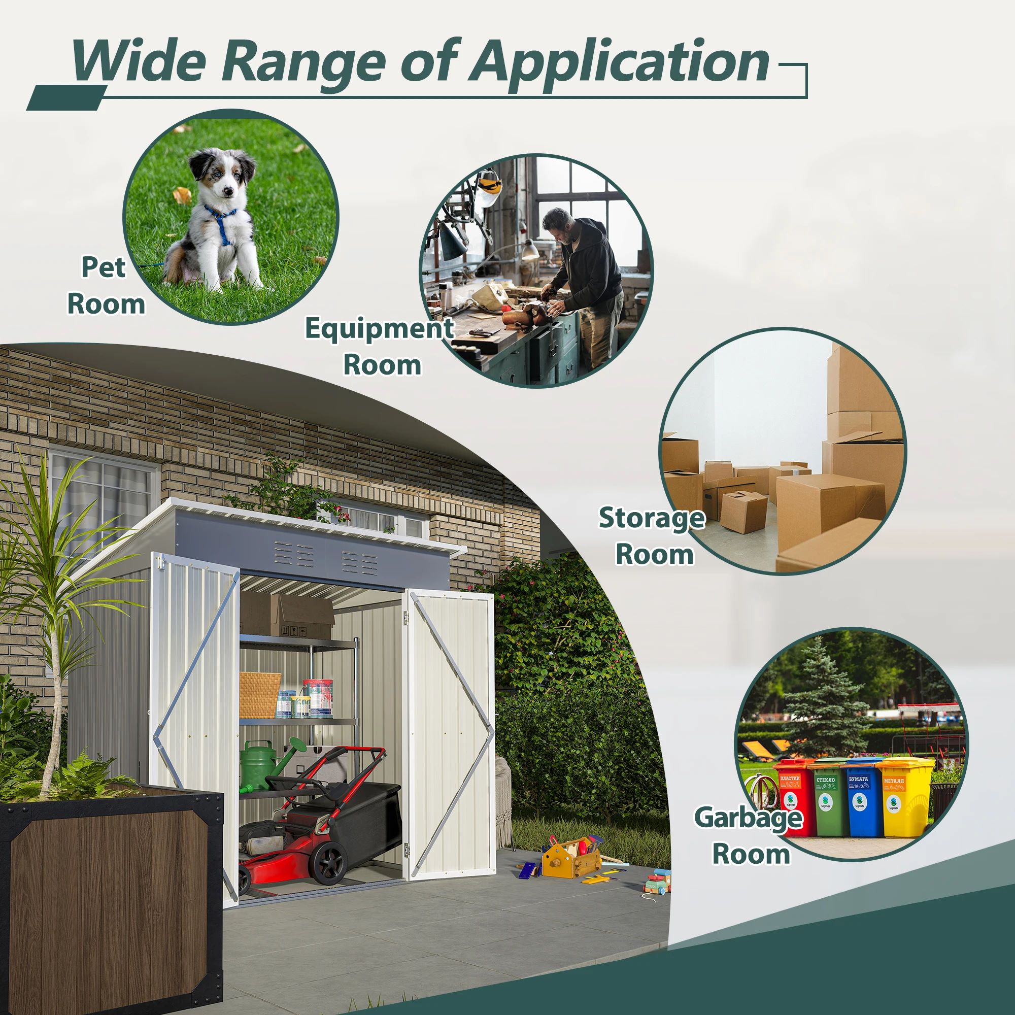 6 X 4 FT Outdoor Utility Shed - Garden Storage Shed-5