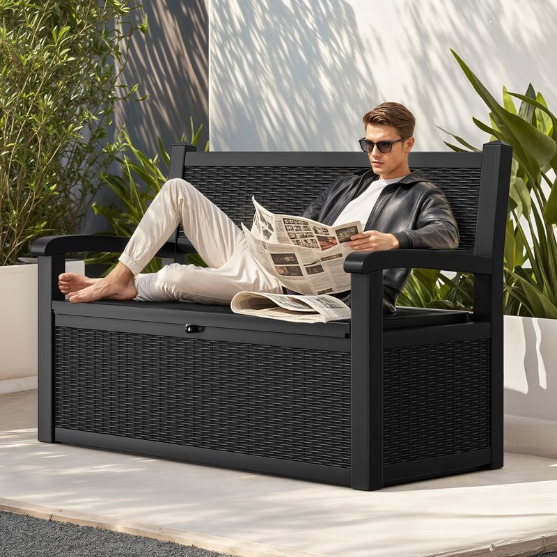 70 Gallon Outdoor Garden Bench With Storage – Waterproof Deck Storage Bench
