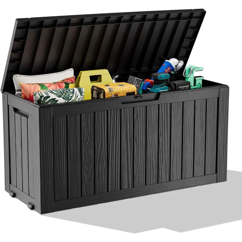 75 Gallon Waterproof Resin Deck Box – Outdoor Storage Box with Wheels