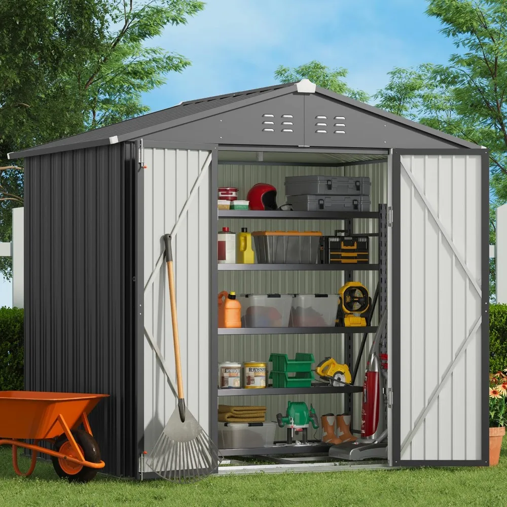 8 x 6 FT Outdoor Storage Shed – Durable Metal Garden Shed