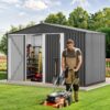 9 x 6 FT Metal Outdoor Storage Shed - Outdoor Shed for Bike -1