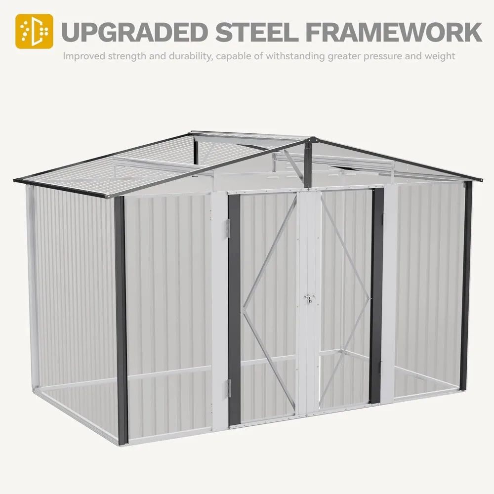 9 x 6 FT Metal Outdoor Storage Shed - Outdoor Shed for Bike -4