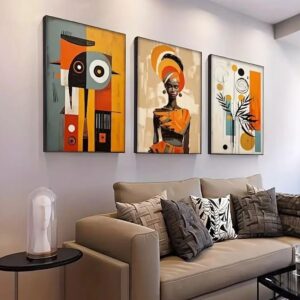 3pcs Abstract Ethnic Posters African Wall Art Set - Afro Bohemian Canvas Prints