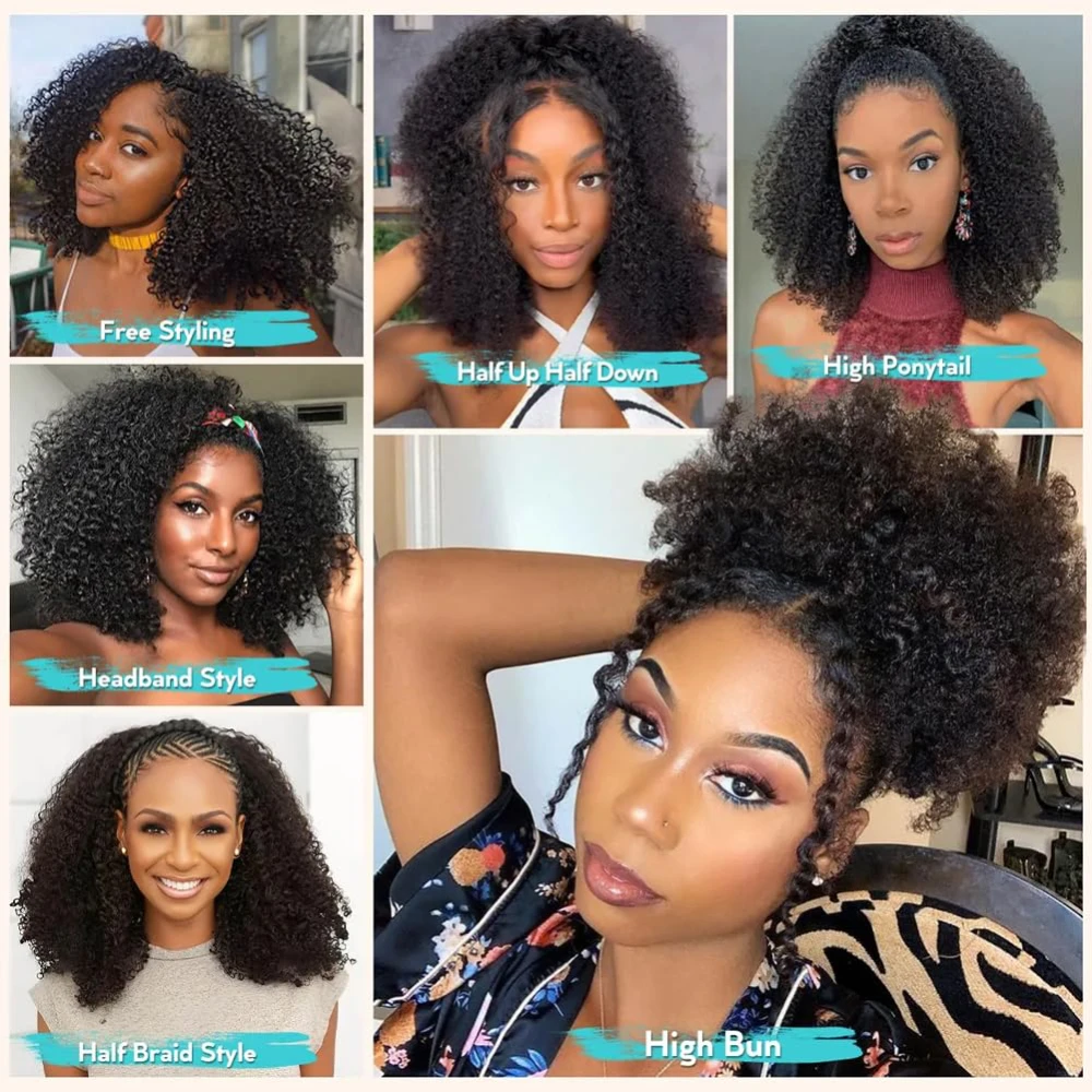 Curly Half Wigs for Afro Women 7