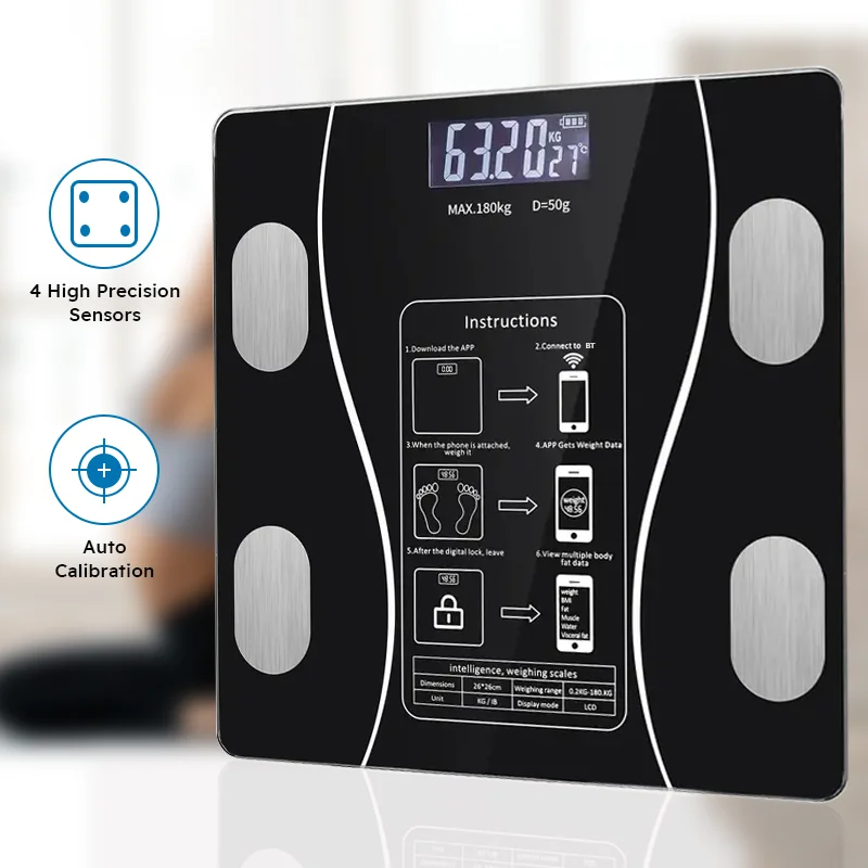 Smart Digital Scale For Body Fat – Bluetooth Bathroom Scale with LED Display