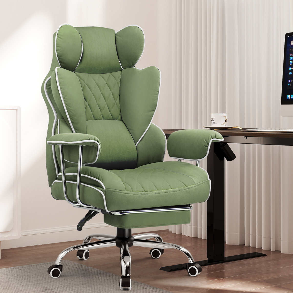 Big and Tall Gaming Chair With Pocket Spring Lumbar Support - Ergonomic Office Chair with Footrest