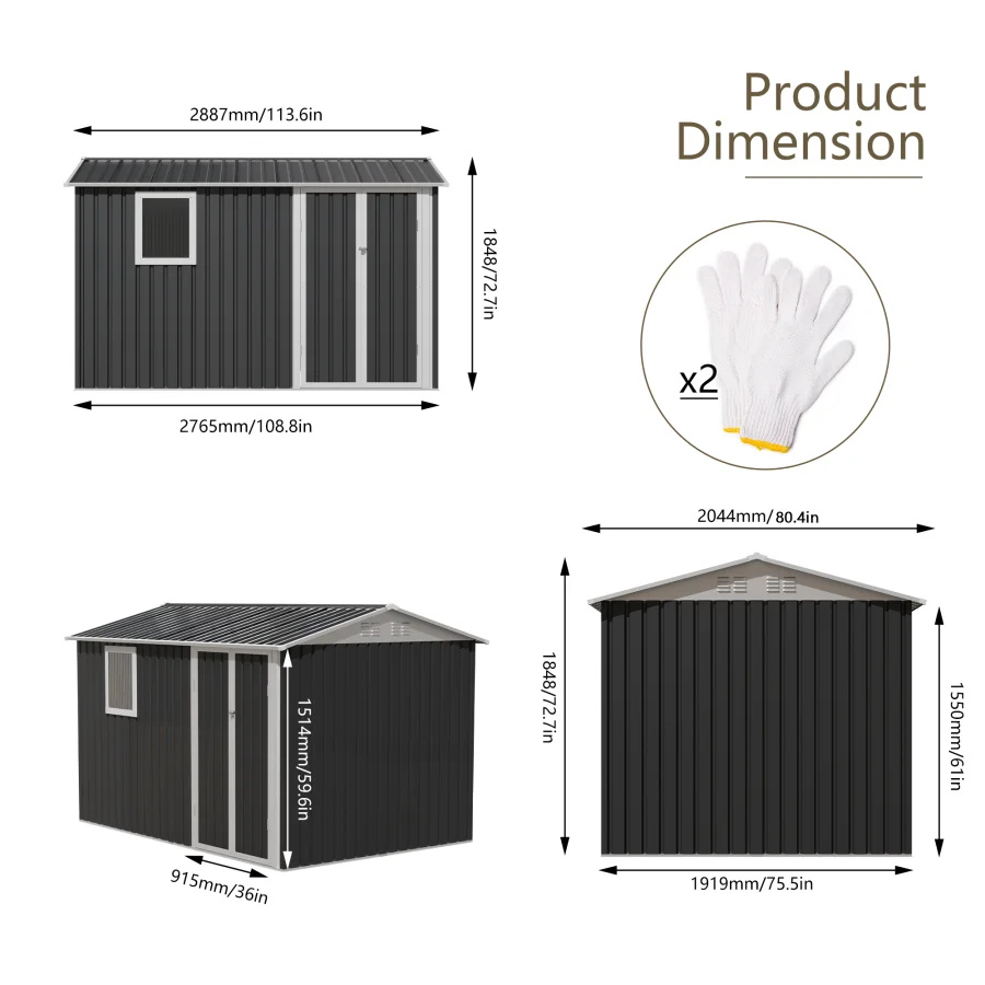 9 x 6 FT metal outdoor storage shed