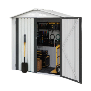 Compact & Heavy-Duty 6x4 Ft Metal Storage Shed with Lockable Doors & Vents - Ideal for Small Gardens