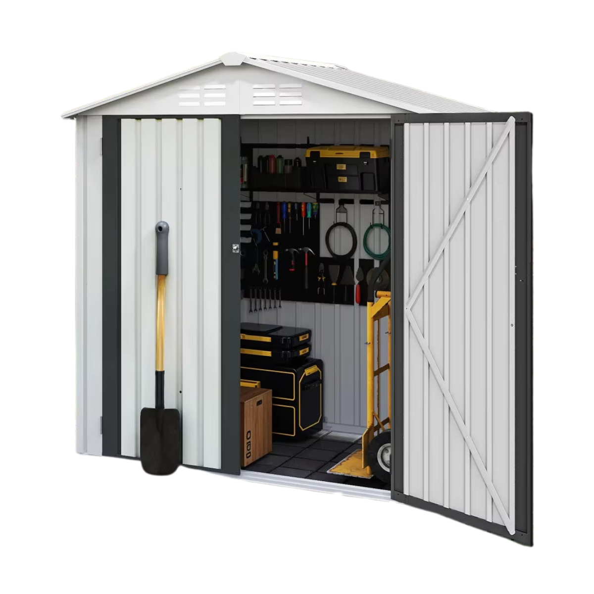 Compact & Heavy-Duty 6x4 Ft Metal Storage Shed with Lockable Doors & Vents - Ideal for Small Gardens