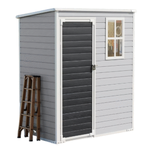 Compact 5x3 FT Waterproof Resin Storage Shed with Floor, Window, Vents & Lockable Door