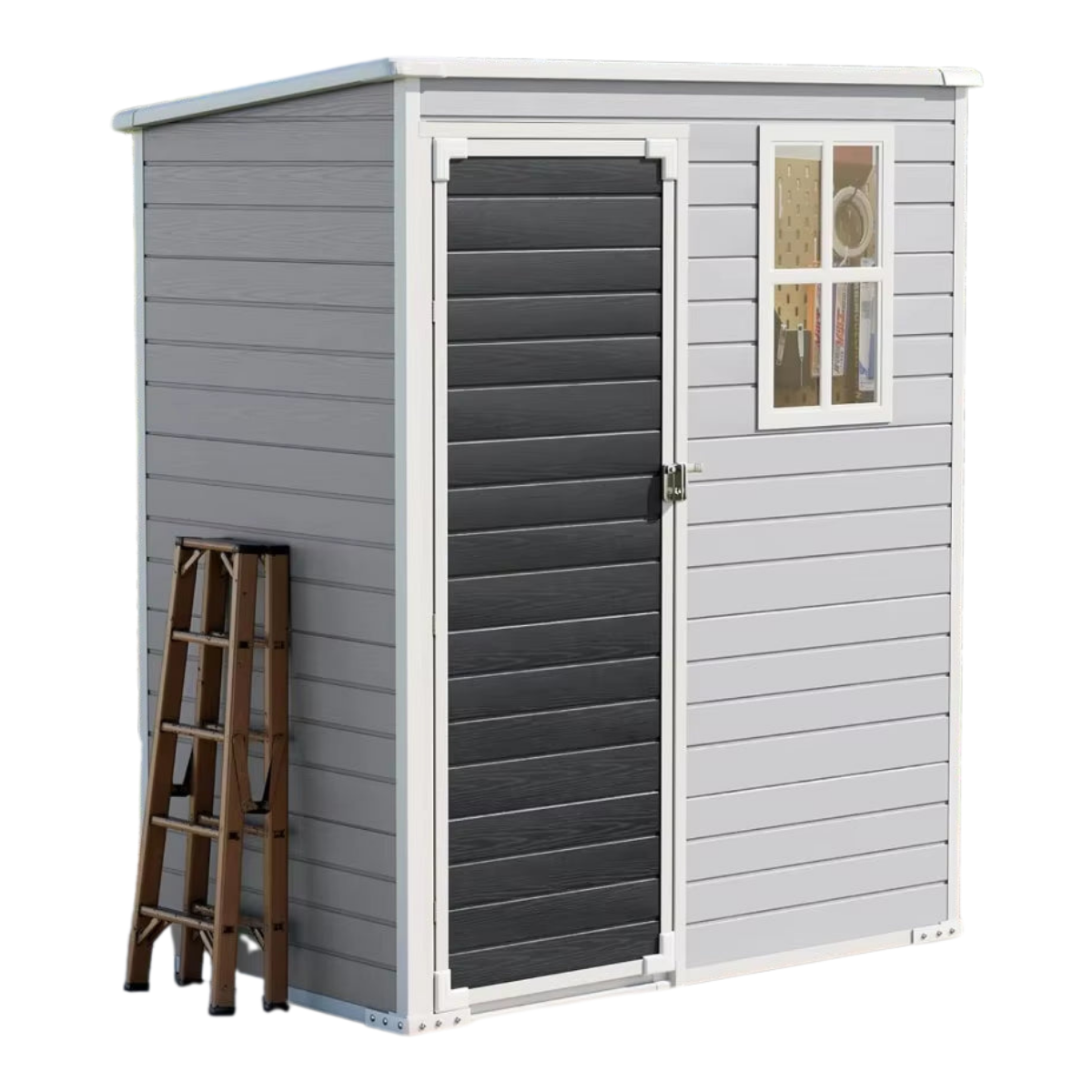 Compact 5x3 FT Waterproof Resin Storage Shed with Floor, Window, Vents & Lockable Door