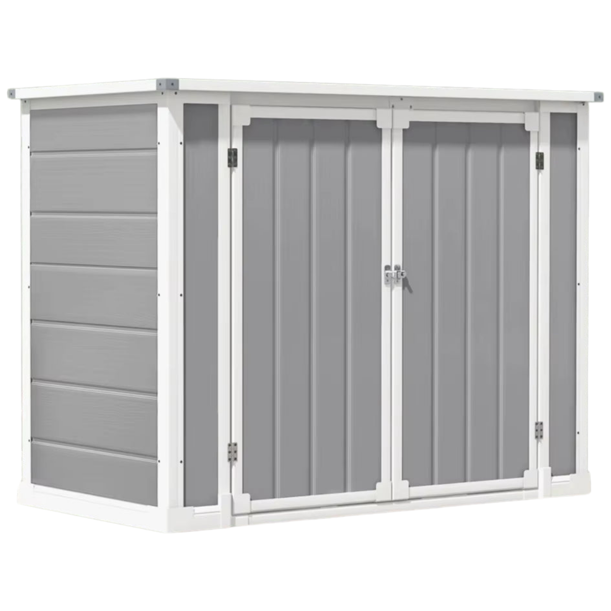 Compact 41 Cu. Ft. Resin Outdoor Storage Shed with 3 Doors, Floor & Lockable Lid