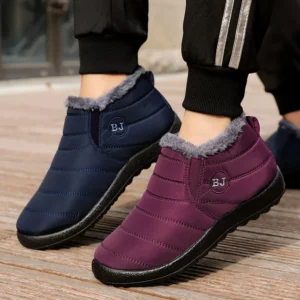 Lightweight Fur Lined Winter Boots Women Waterproof – Warm Snow Boots for Women, Black Fur Lined Ankle Boots, Cozy Women Winter Shoes