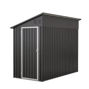 Storage Shed 4 * 8 FT Lean to Shed Metal Sheds & Outdoor Storage Cabinet Lockable Tool Organization Bike Mower Shed Portable Out