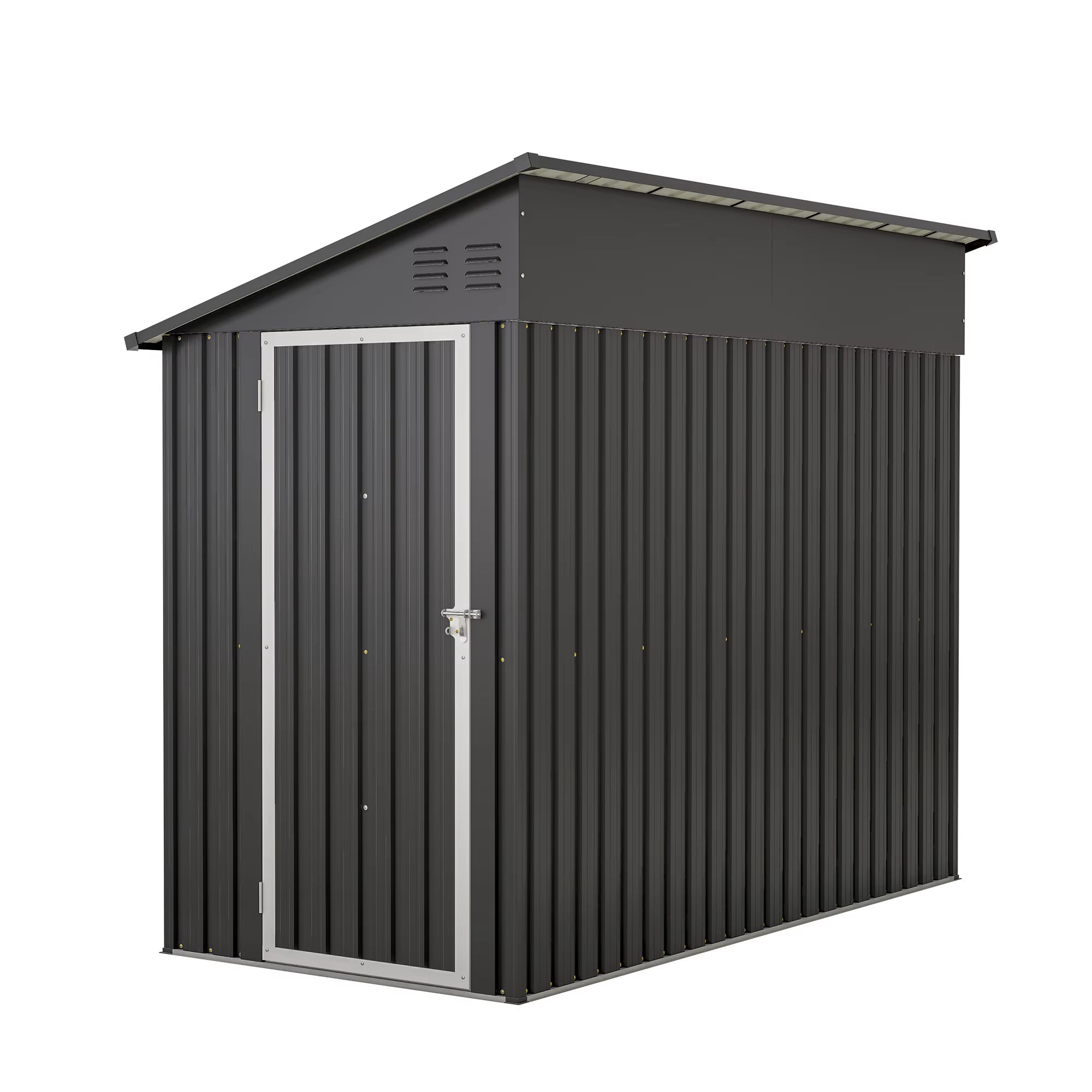 Storage Shed 4 * 8 FT Lean to Shed Metal Sheds & Outdoor Storage Cabinet Lockable Tool Organization Bike Mower Shed Portable Out