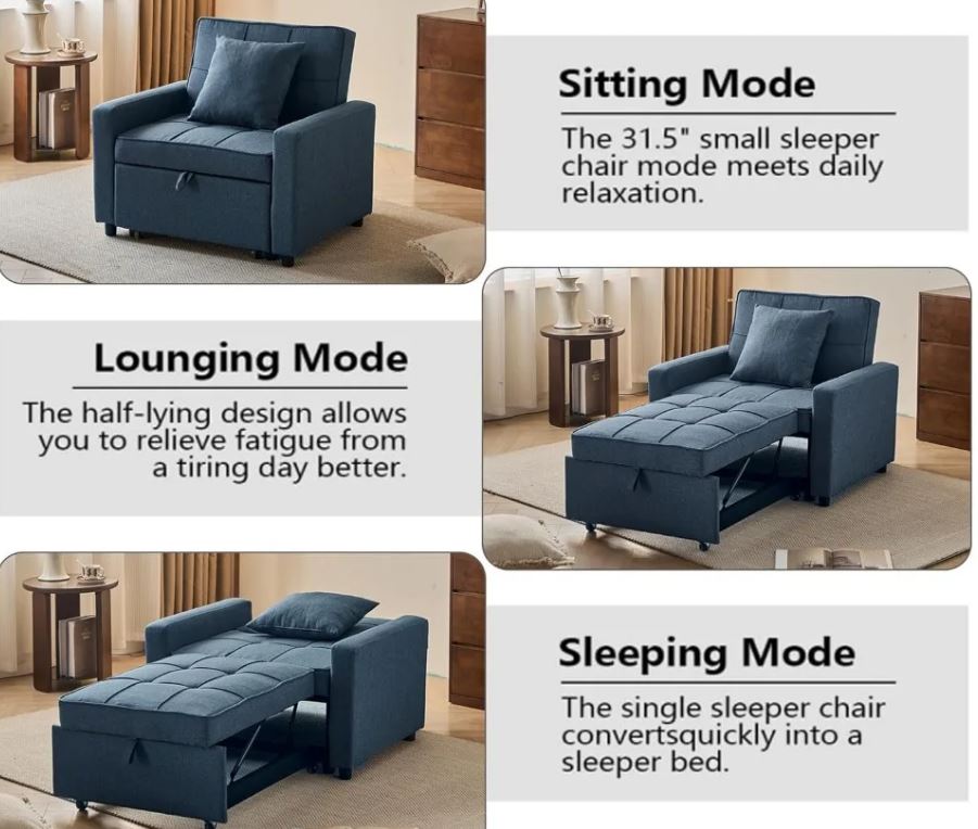 3-in-1 Convertible Single Sofa Bed 4