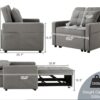 3-in-1 Convertible Single Sofa Bed Grey