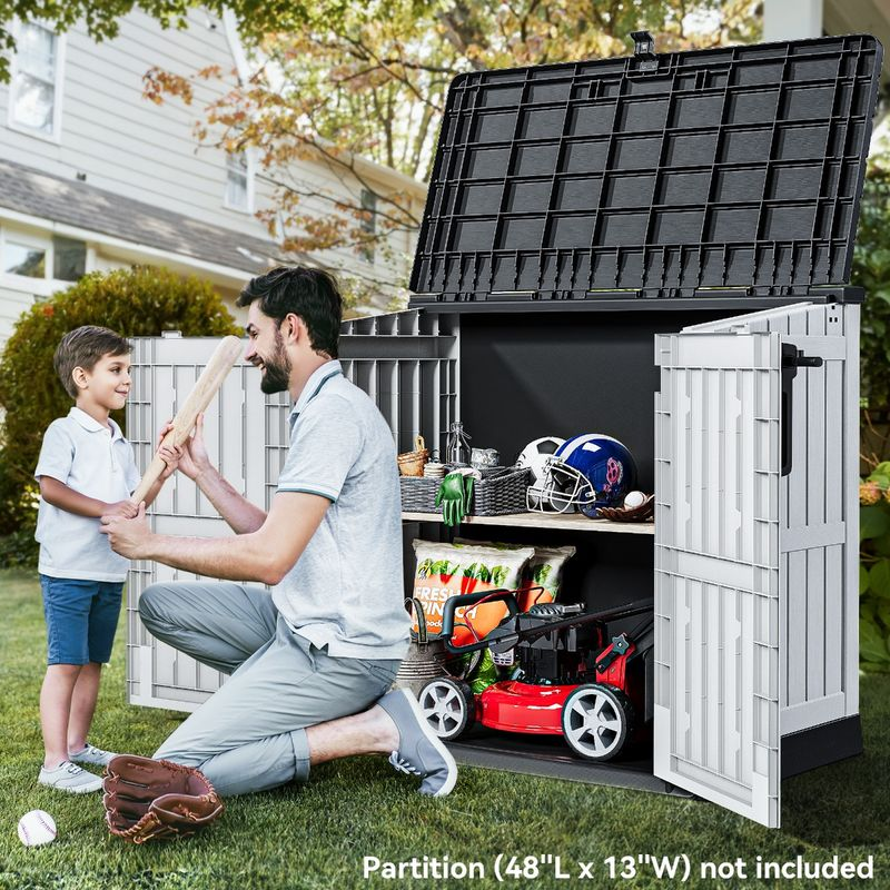 36 cu ft Horizontal Storage Shed Resin Lockable Tool Shed 1