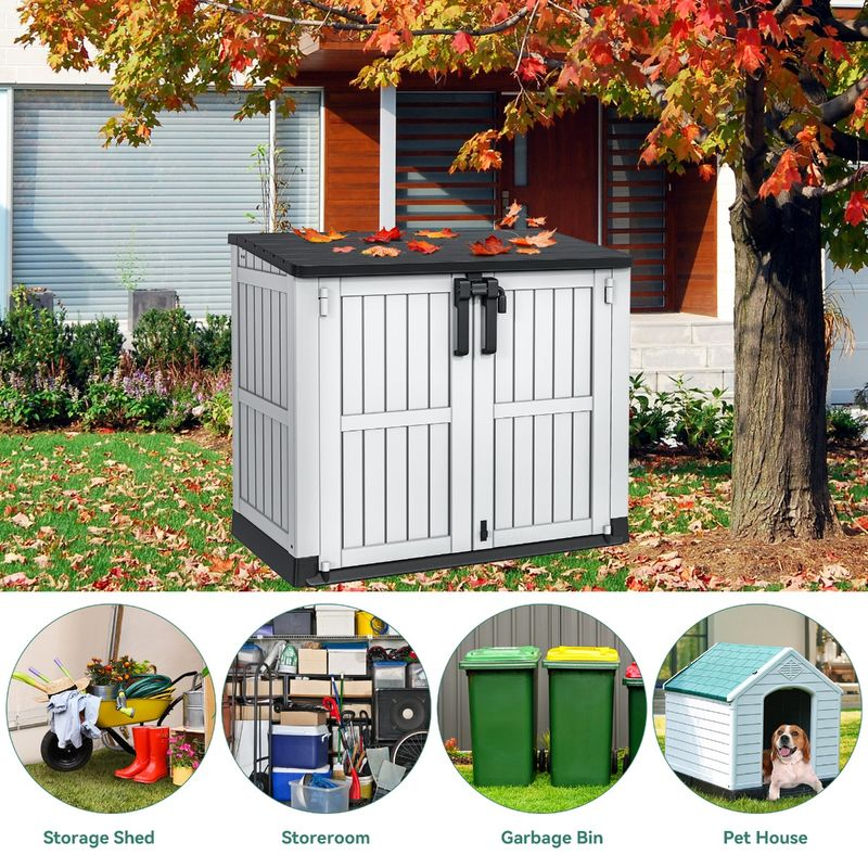 36 cu ft Horizontal Storage Shed Resin Lockable Tool Shed
