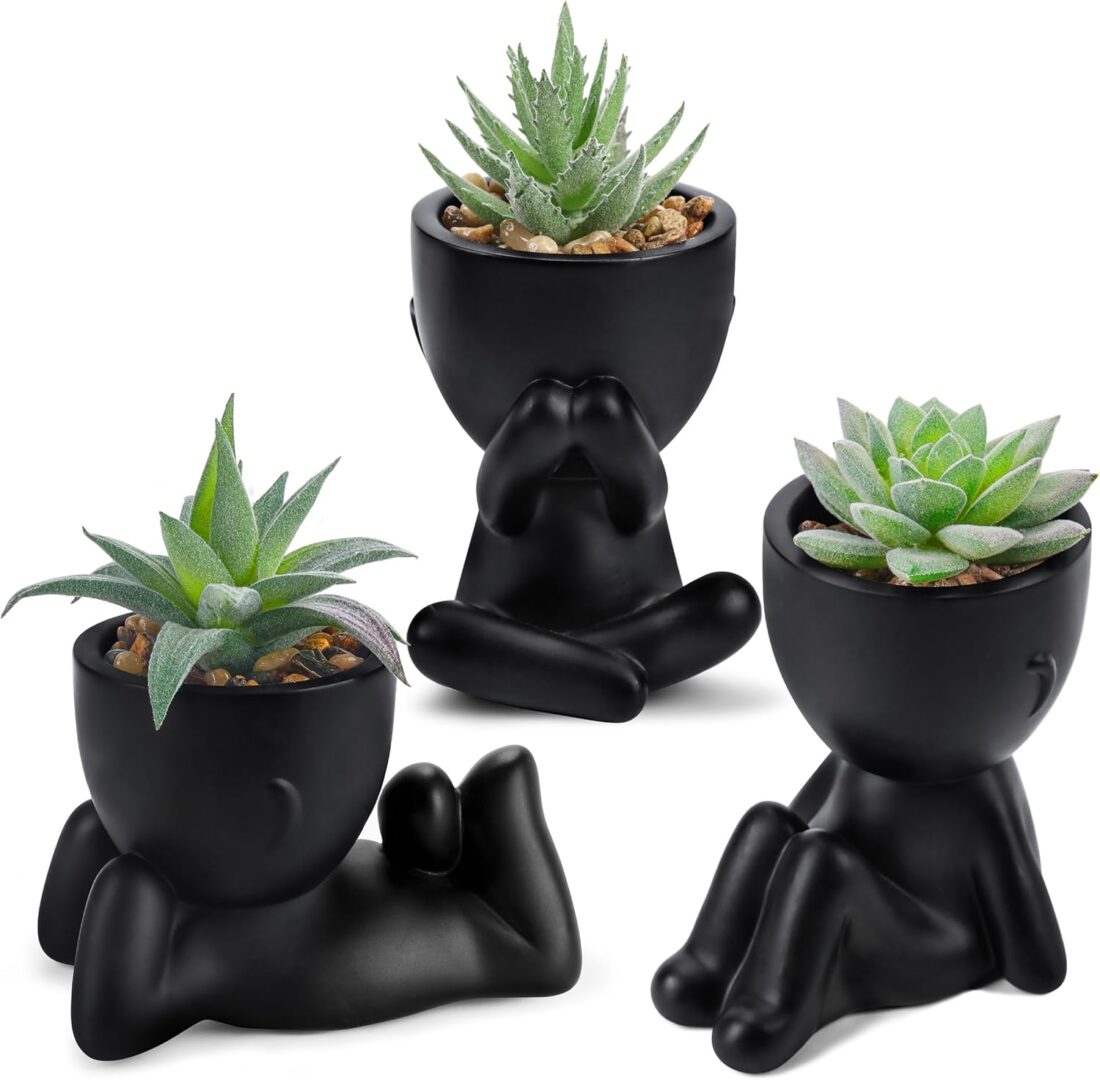 Fake Succulent Plants - 3 pcs Fake Plants for Home Decoration