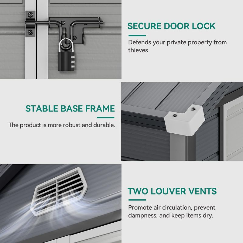 6.3 x 6.2 FT Resin Outdoor Tool Shed 2