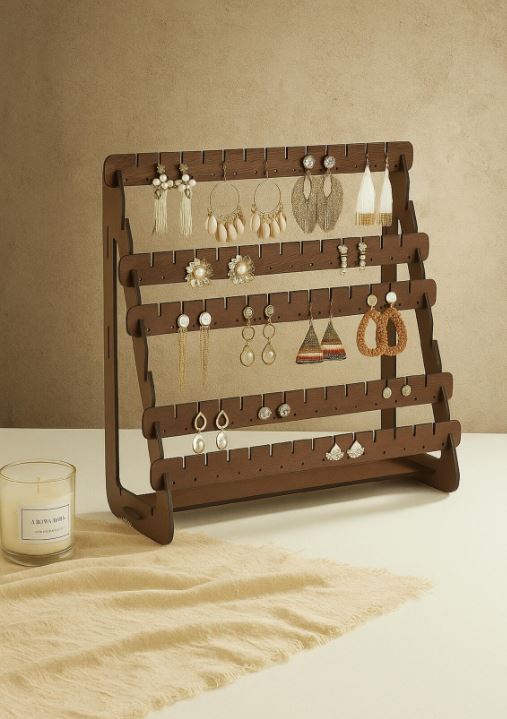 Wooden Earring Display Stand - Jewelry Organizer Rack