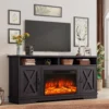Farmhouse Style TV Stand with 26-inch Fireplace