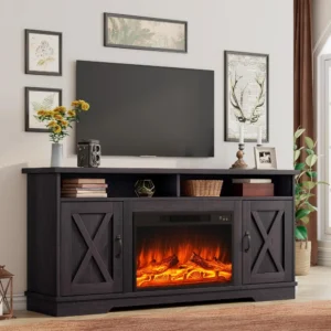 Farmhouse Style TV Stand with 26" Electric Fireplace