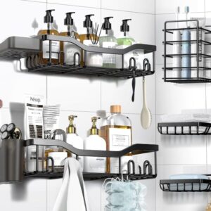 7-Pack Stainless Steel Shower Shelves – Adhesive Hanging Shower Caddy Set