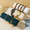 Wooden Jewelry Display Stand Velvet Bracelet & Watch Organizer