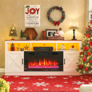 Farmhouse Fireplace TV Stand - Electric Fireplace TV Stand