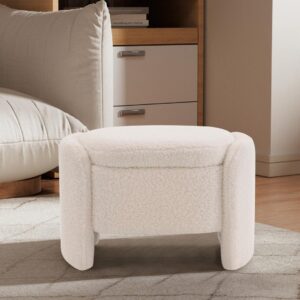 Upholstered Ottoman Storage Bench Lamb Fleece Fabric Vanity Stool