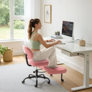 Ergonomic Criss Cross Legged Office Chair with Retractable Footrest