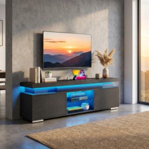 LED TV Stand for 65 Inch TV with Power Outlets, Modern Entertainment Center