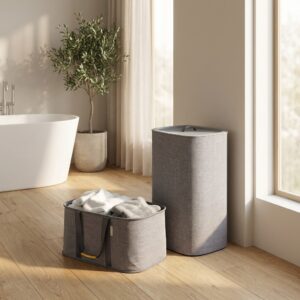 Laundry Hamper with Lid 2 Removable Wash Bags + Free Clothes Basket