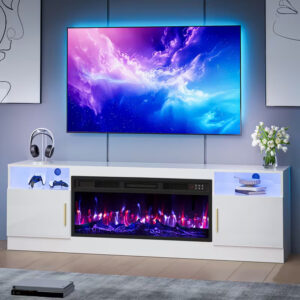 70 Inch Modern Fireplace TV Stand with LED Electric Fireplace