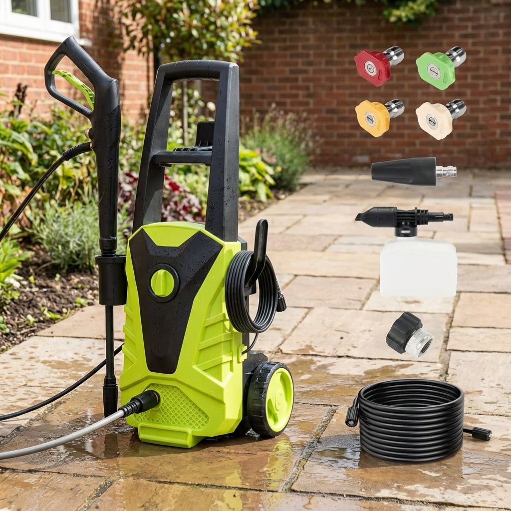 Electric Pressure Washer – Portable Power Washer with 5 Nozzles