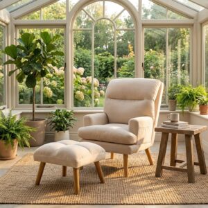 Modern Accent Chair with Ottoman