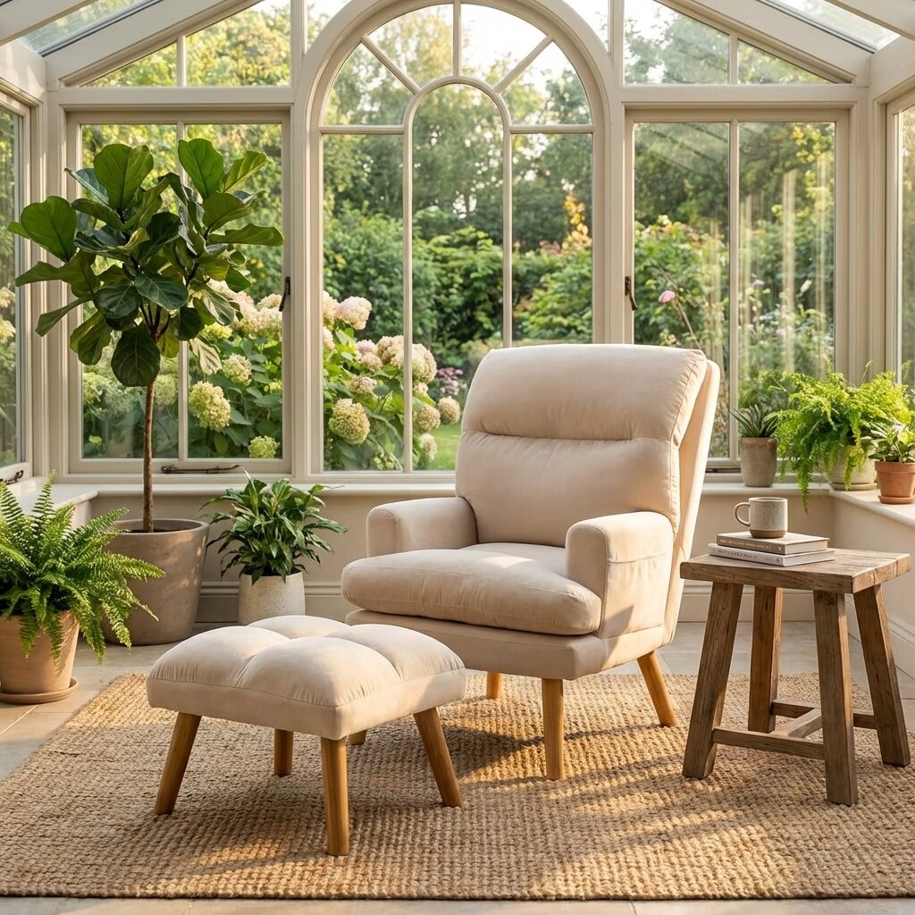 Modern Accent Chair with Ottoman