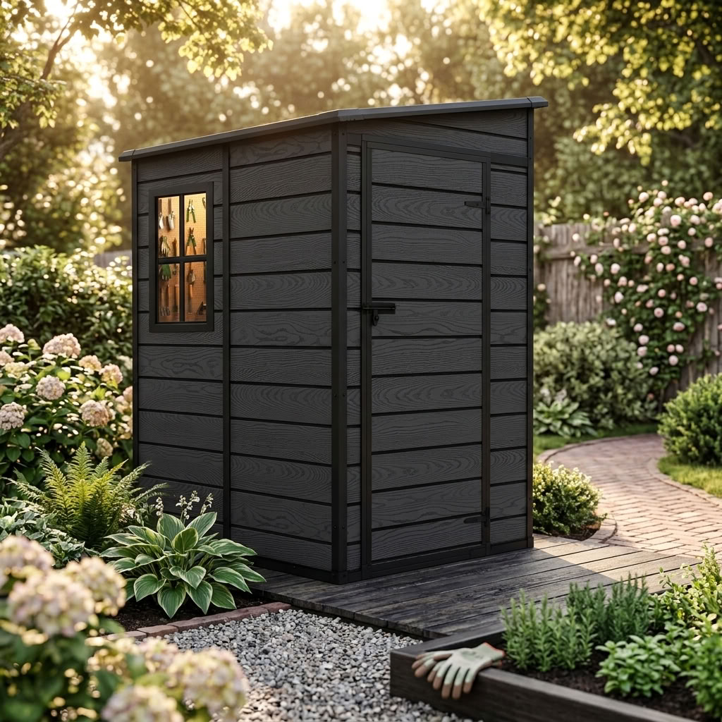 5x4 FT Resin Outdoor Storage Shed with Floor