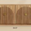 Fluted buffet cabinet product shot with dimensions labeled 64.8 inches wide by 31.7 inches tall by 15.7 inches deep